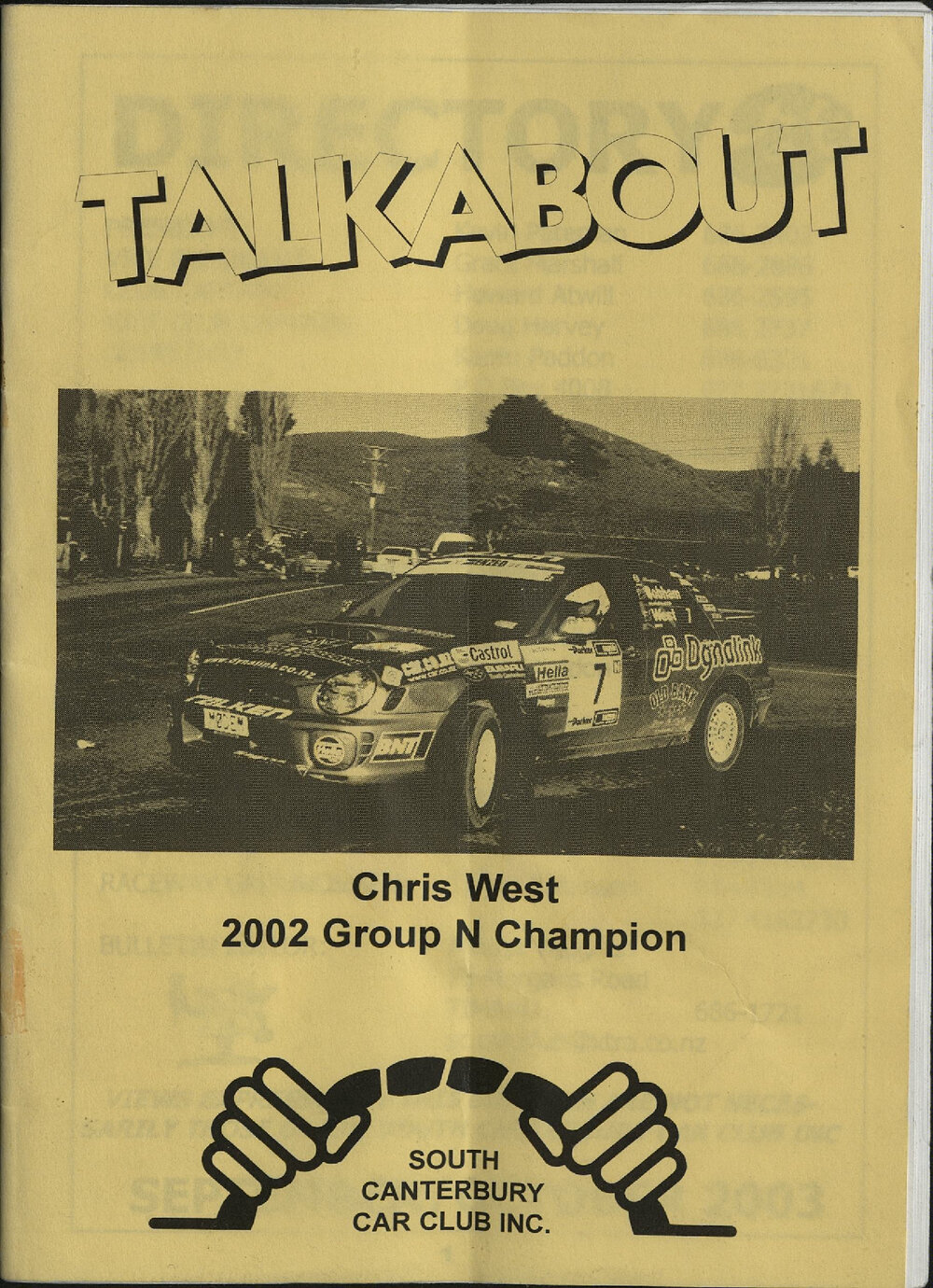 Talkabout: South Canterbury Car Club Bulletin September/October 2003