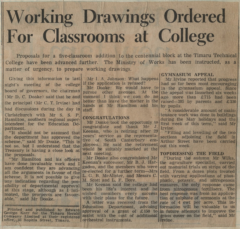 Working Drawings Ordered For Classrooms at College
