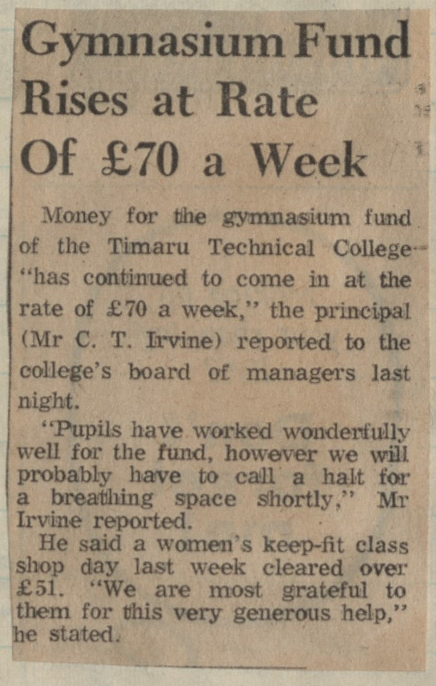 Gymnasium Fund Rises at Rate Of &pound;70 a Week