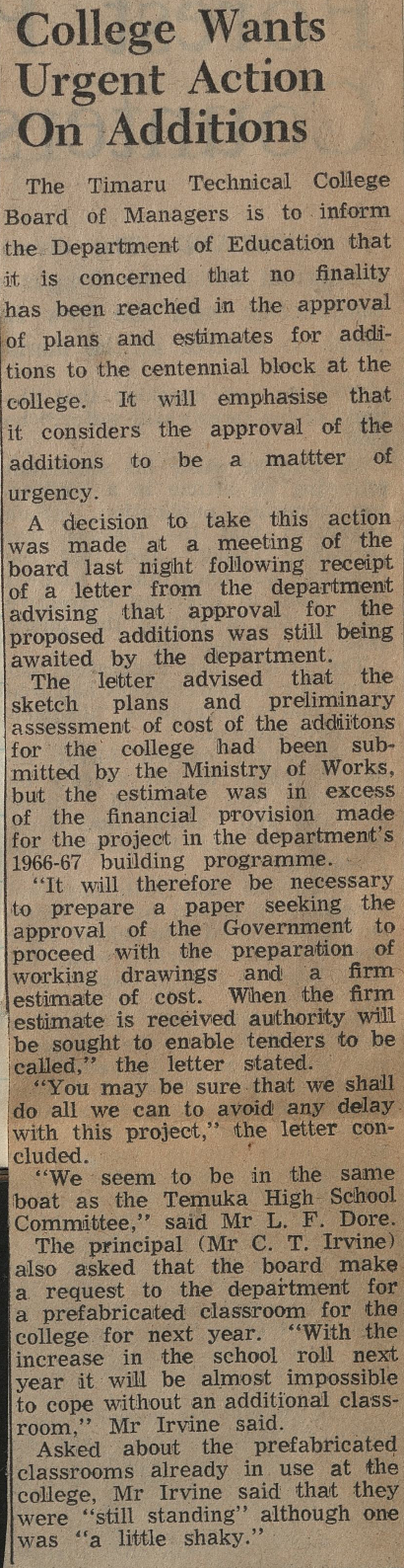 College Wants Urgent Action On Additions