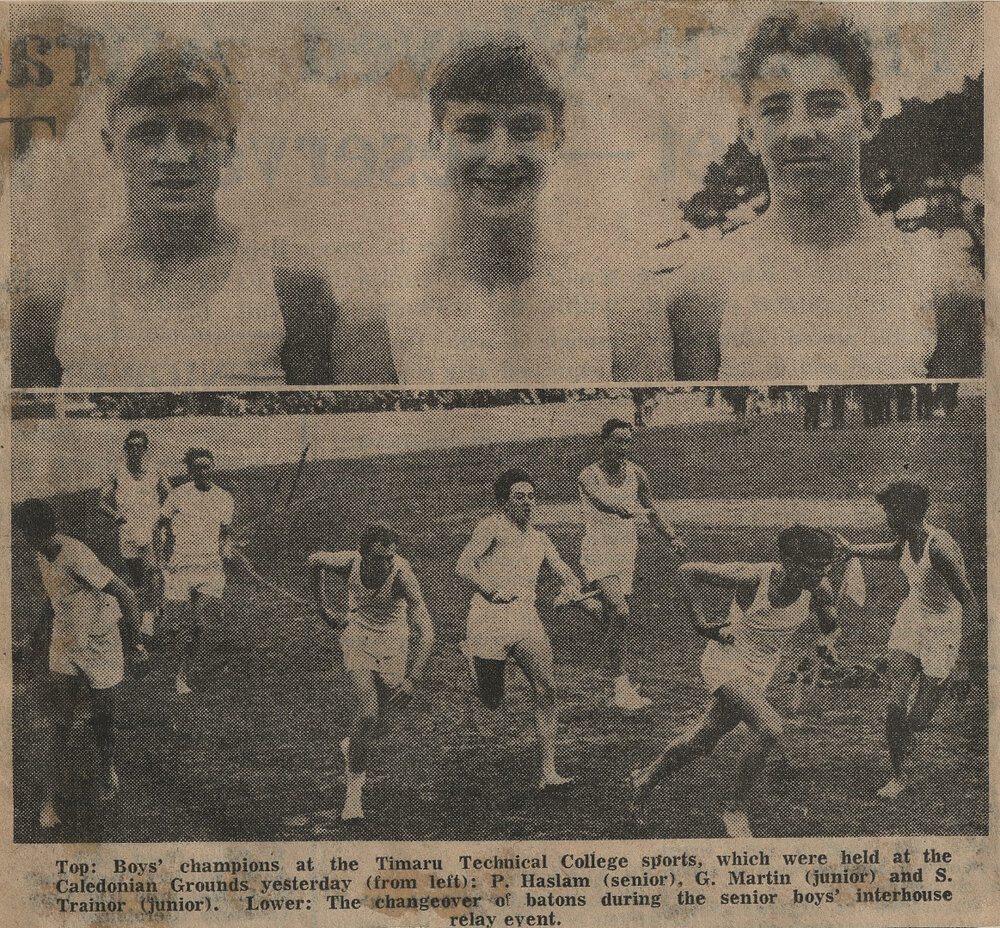Boys' champions at the Timaru Technical College sports
