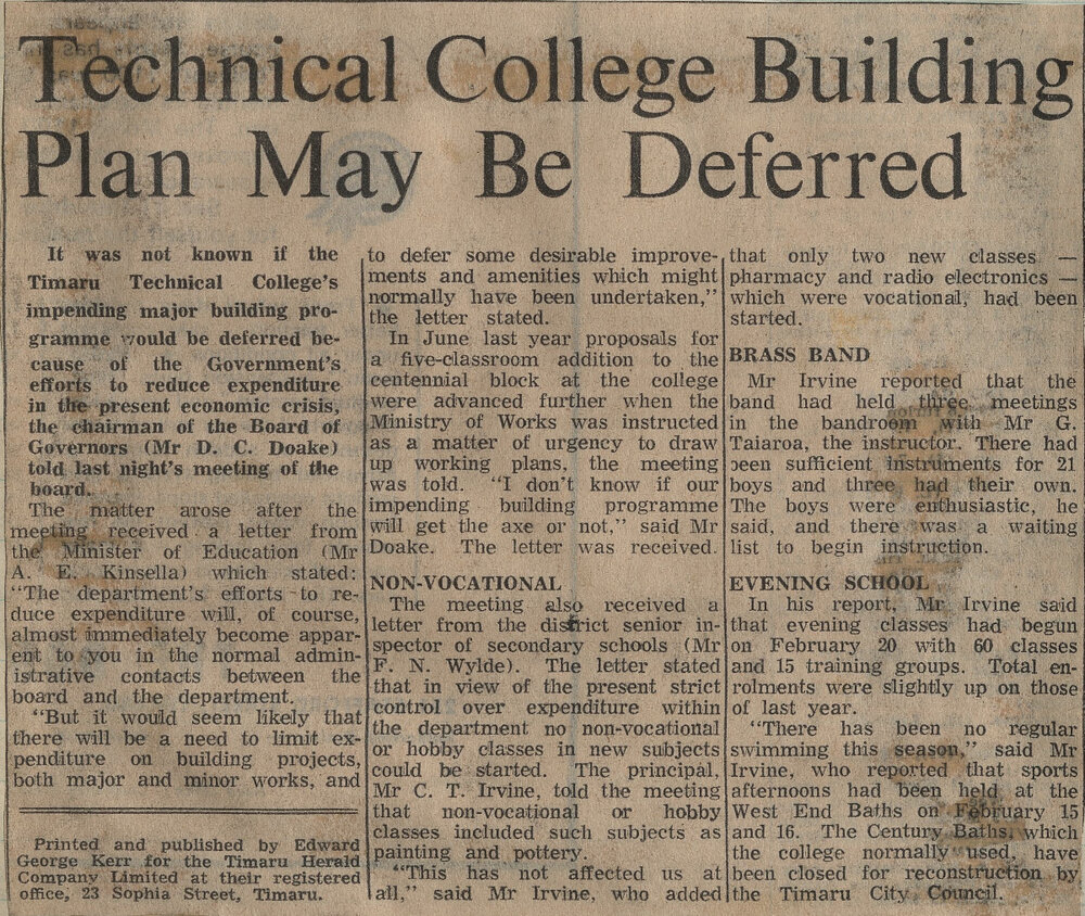 Technical College Building Plan May Be Deferred