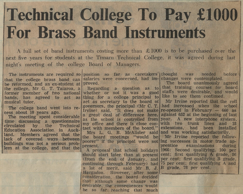 Technical College To Pay &pound;1000 For Brass Band Instruments