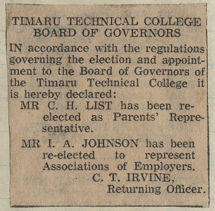Timaru Technical College Board of Governors