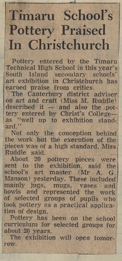 Timaru School's Pottery Praised In Christchurch