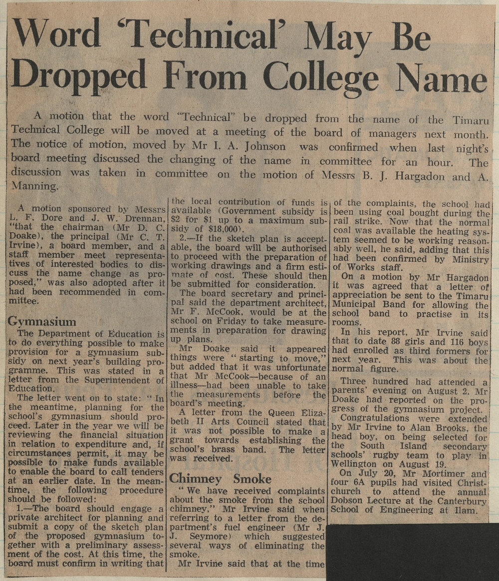 Word 'Technical' May Be Droppped From College Name