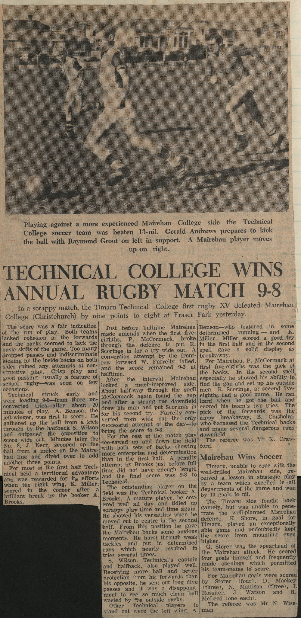 Technical College Wins Annual Rugby Match 9-8