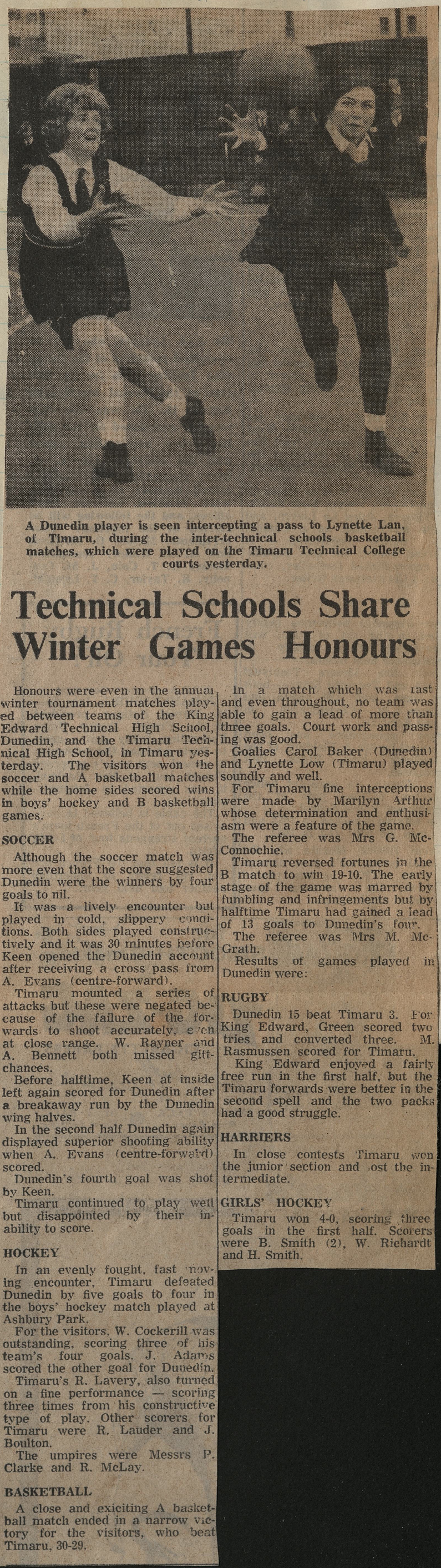 Technical Schools Share Winter Games Honours