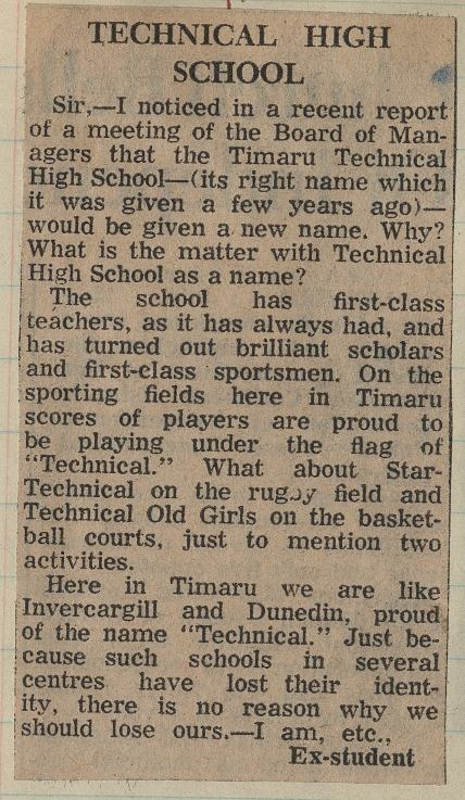 Letter to the Editor: Technical High School