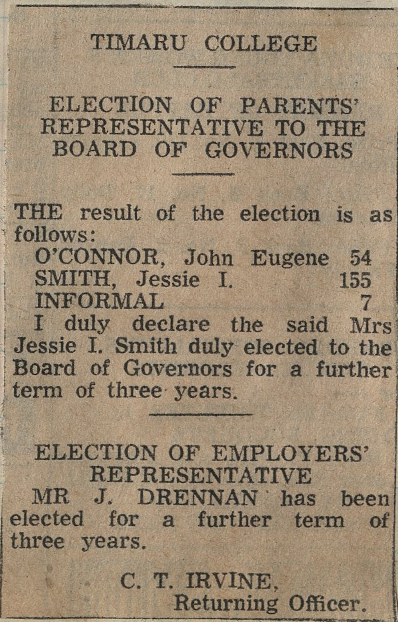 Timaru College Election of Parents Representative to the Board of Governors