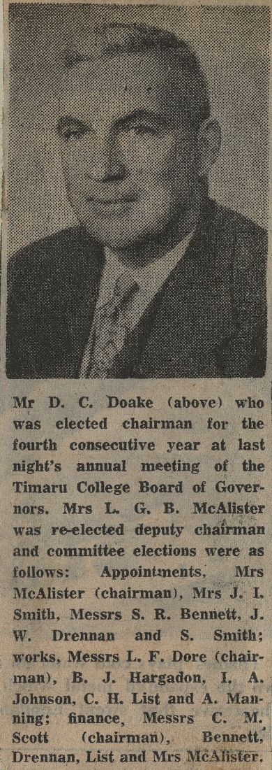 Mr D C Doake elected chairman for the fourth consecutive year