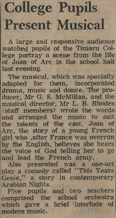College Pupils Present Musical