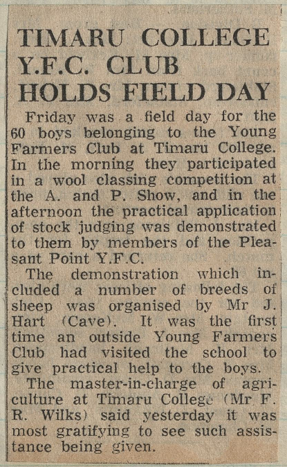 Timaru College YFC Club Holds Fields Day