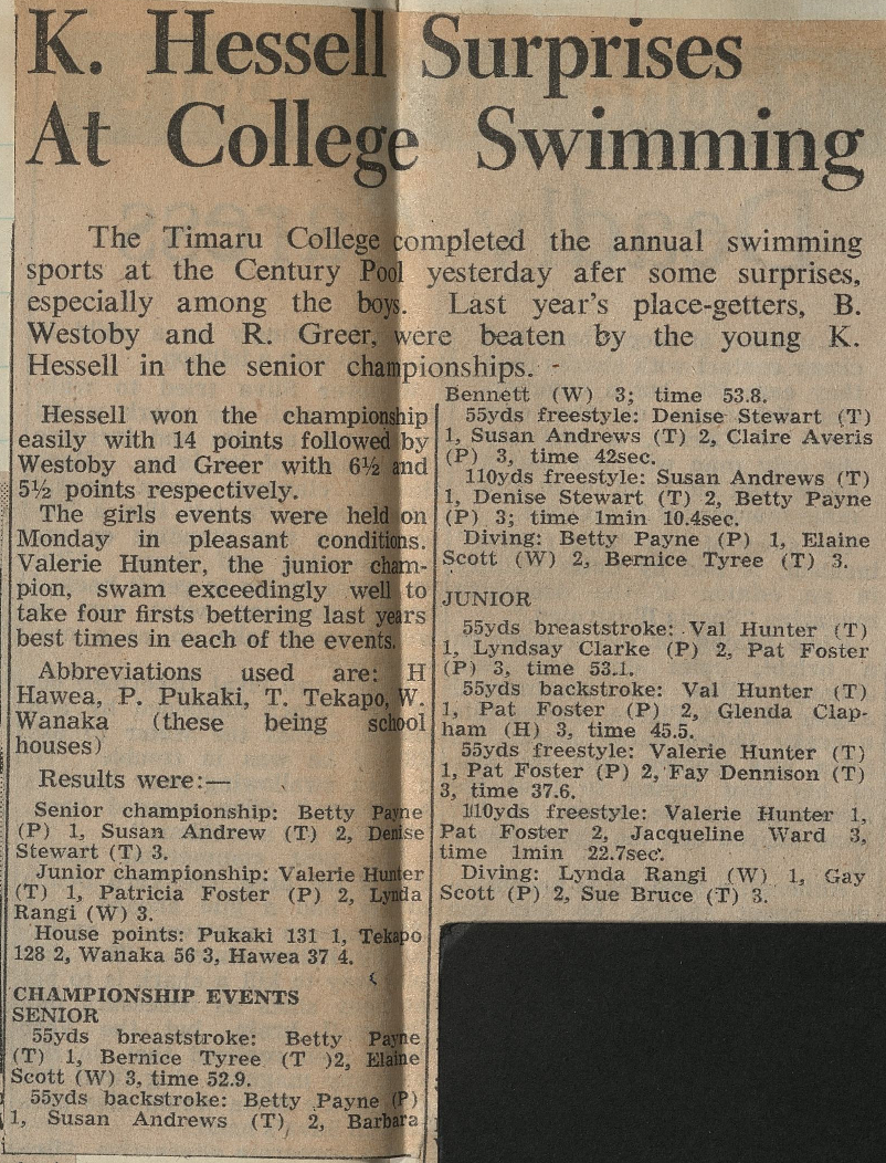 K Hessell Surprises At College Swimming