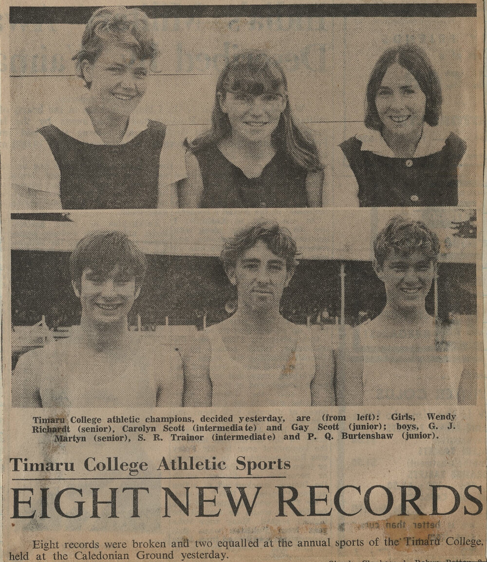 Timaru College Athletic Sports Eight New Records