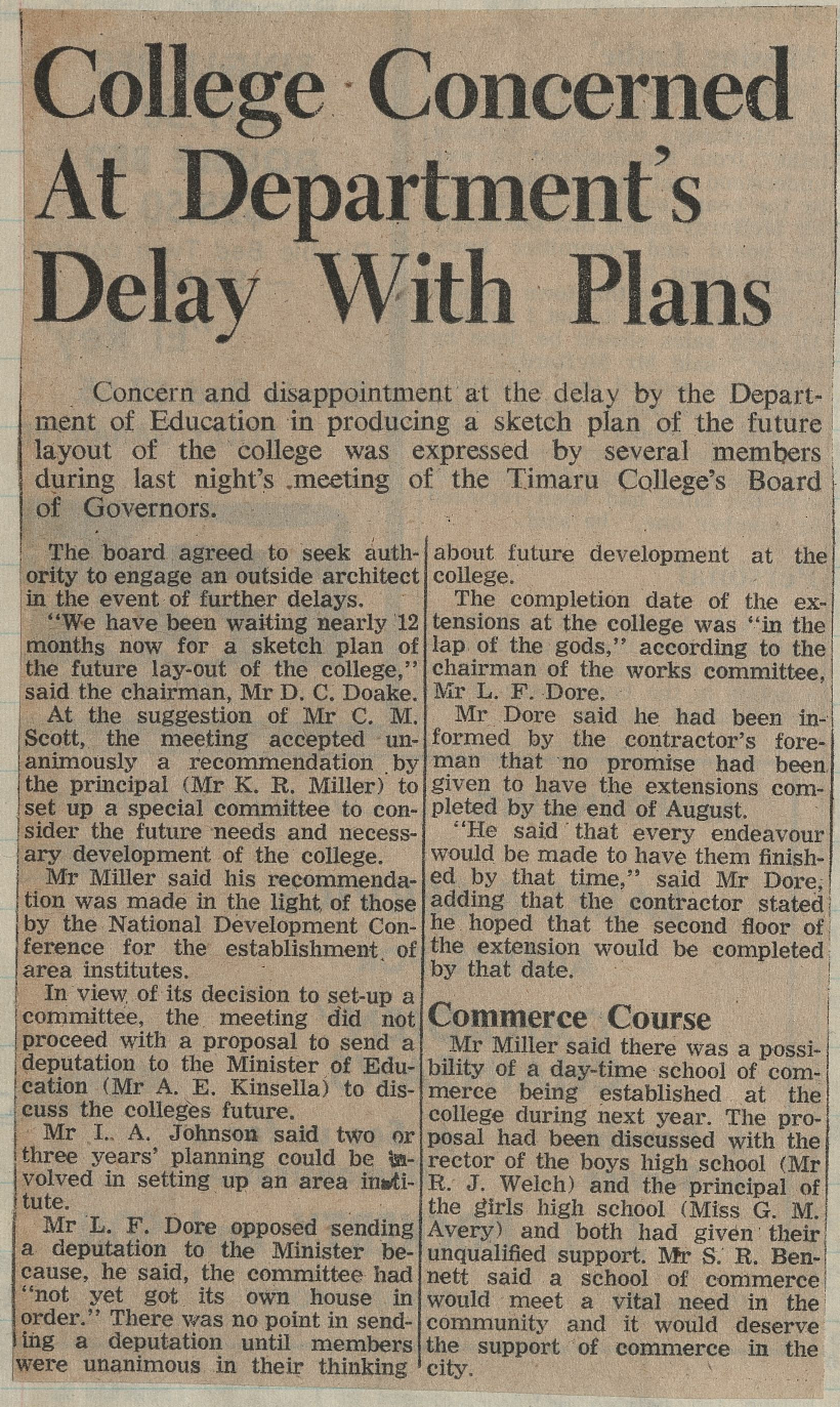 College Concerned At Department's Delay With Plans