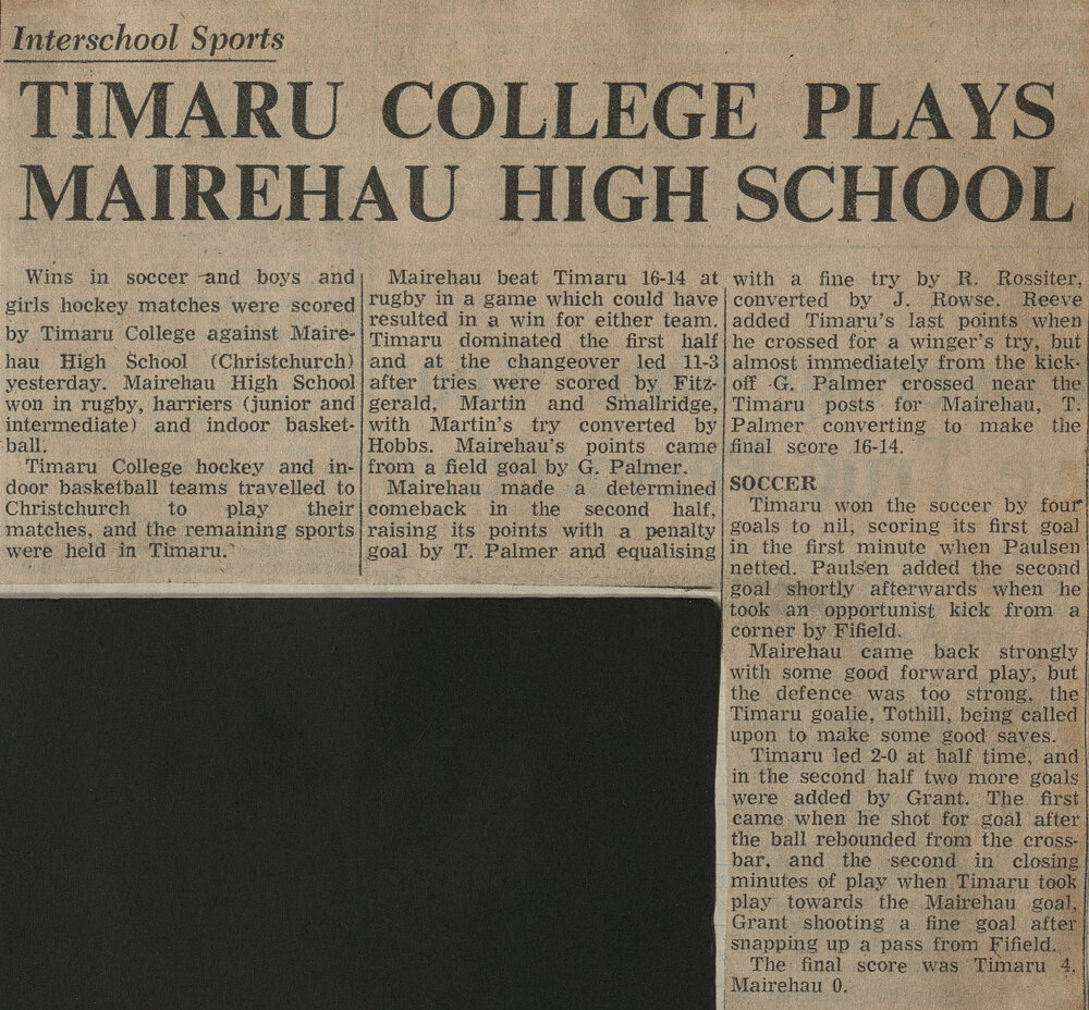 Timaru College Plays Mairehau High School