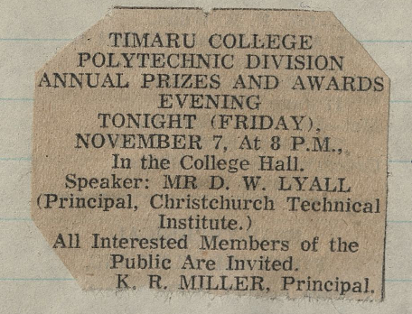 Timaru College Polytechnic Division Annual Prizes and Awards Evening