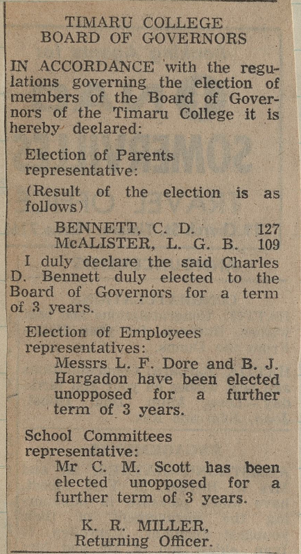 Timaru College Board Of Governors