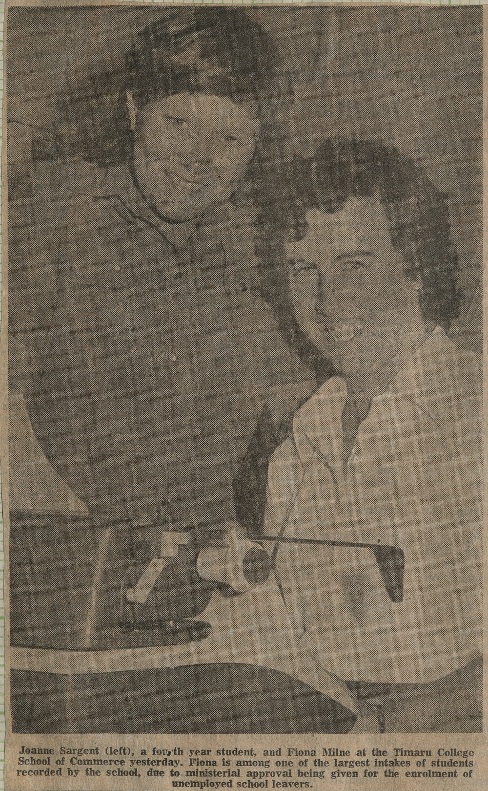 Joanne Sargent and Fiona Milne at Timaru College School of Commerce