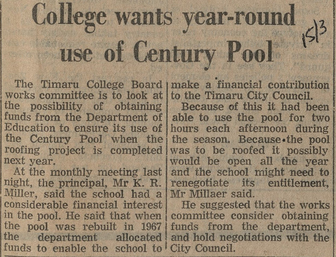 College wants year round use of Century Pool