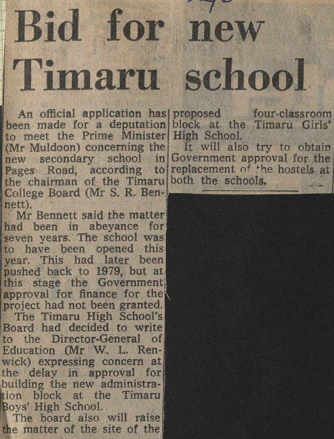 Bid for new Timaru school
