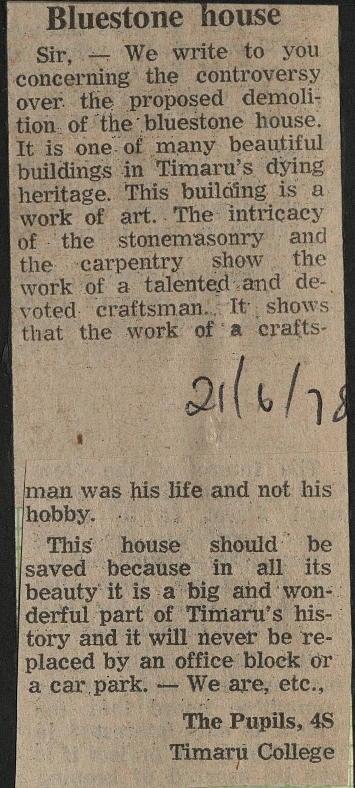 Letter to the Editor: Bluestone house