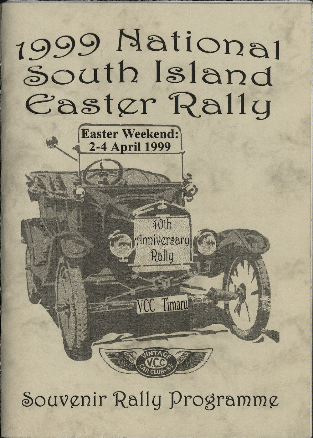 SC Vintage Car Club National South Island Easter Rally 1999 souvenir programme