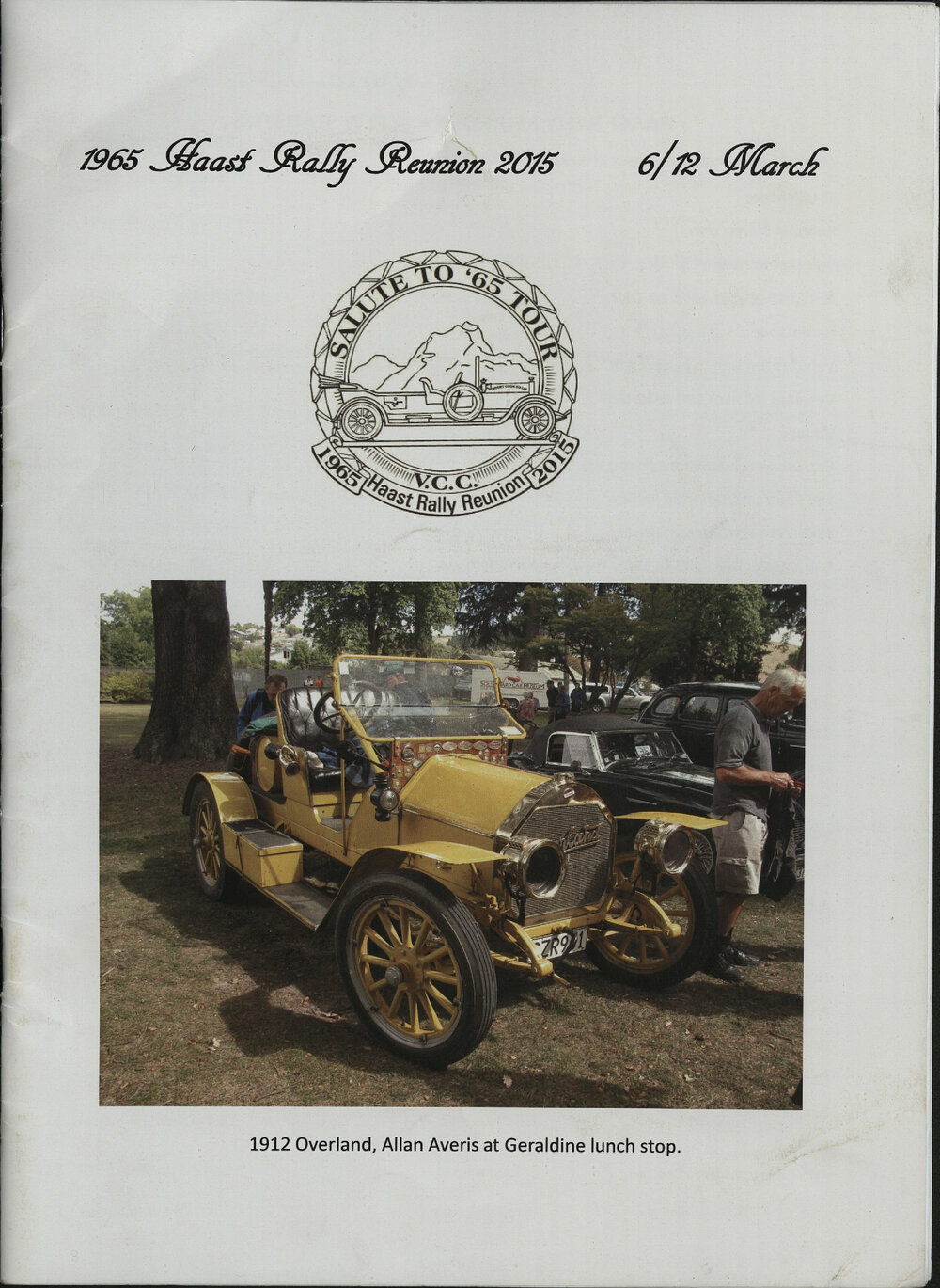 Vintage Car Club Haast Rally Reunion 2015 souvenir booklet