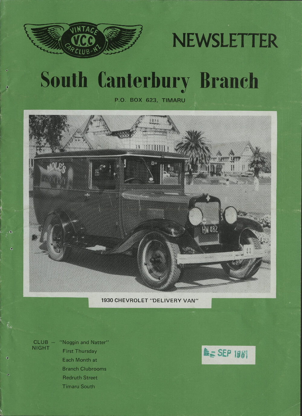 Sep 1981 Vintage Car Club of NZ South Canterbury Branch newsletter 