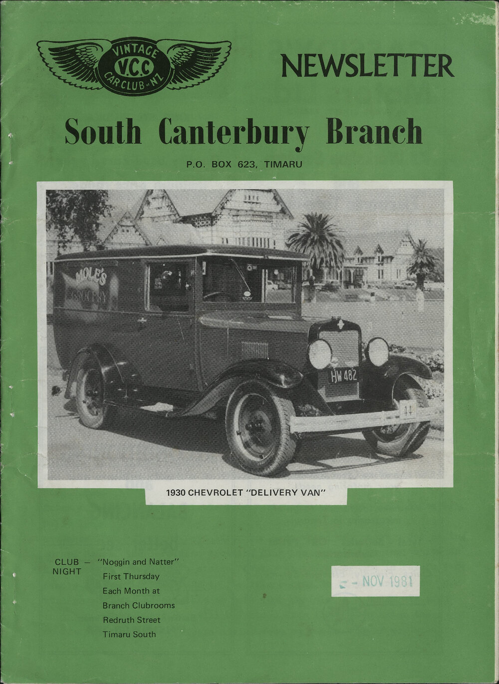 Nov 1981 Vintage Car Club of NZ South Canterbury Branch newsletter 