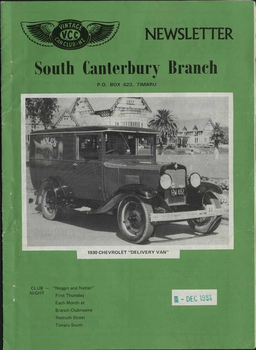 Dec 1981 Vintage Car Club of NZ South Canterbury Branch newsletter 