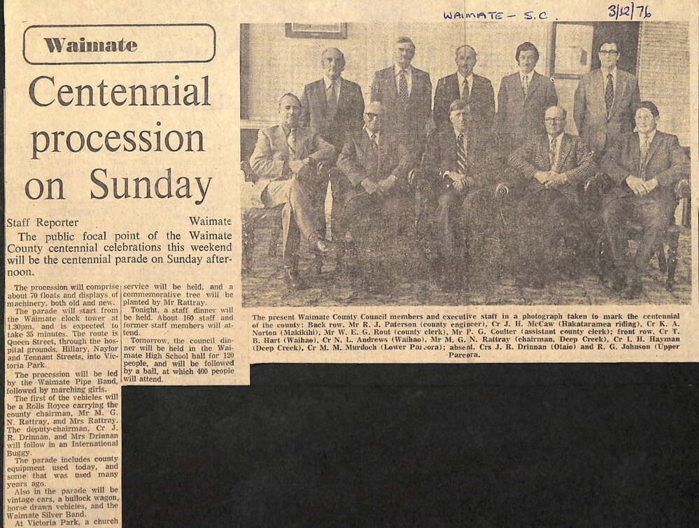 Waimate: Centennial procession on Sunday