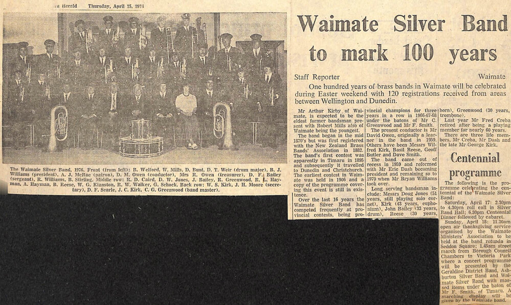 Waimate Silver Band to mark 100 years