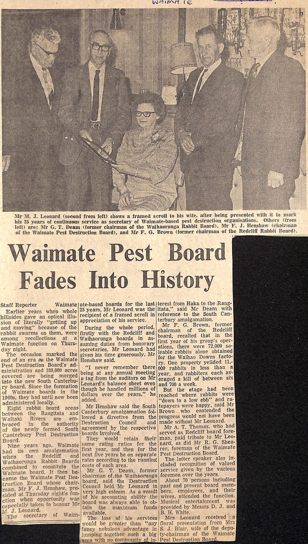 Waimate Pest Board Fades Into History