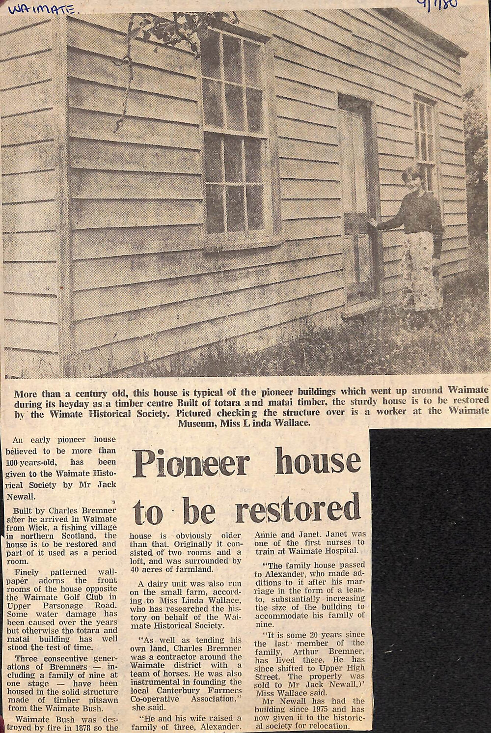 Pioneer house to be restored