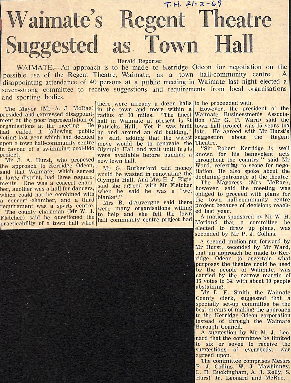 Waimate's Regent Theatre Suggested as Town Hall