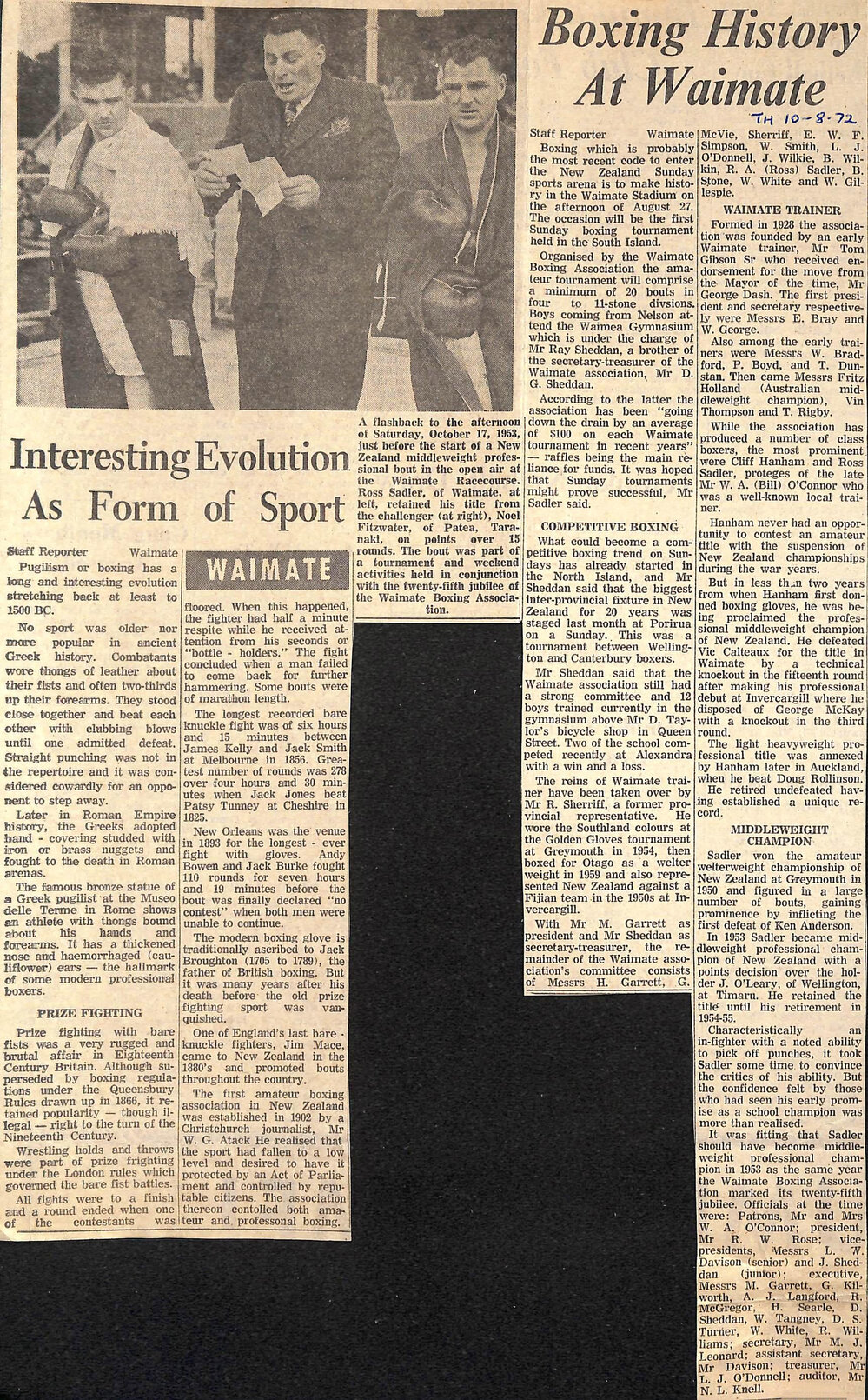 Boxing History At Waimate / Interesting Evolution As Form of Sport