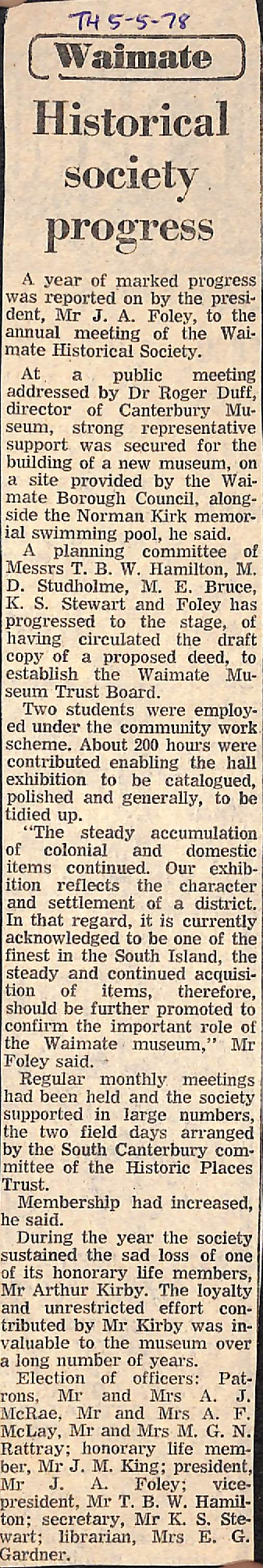 Waimate: Historical society progress