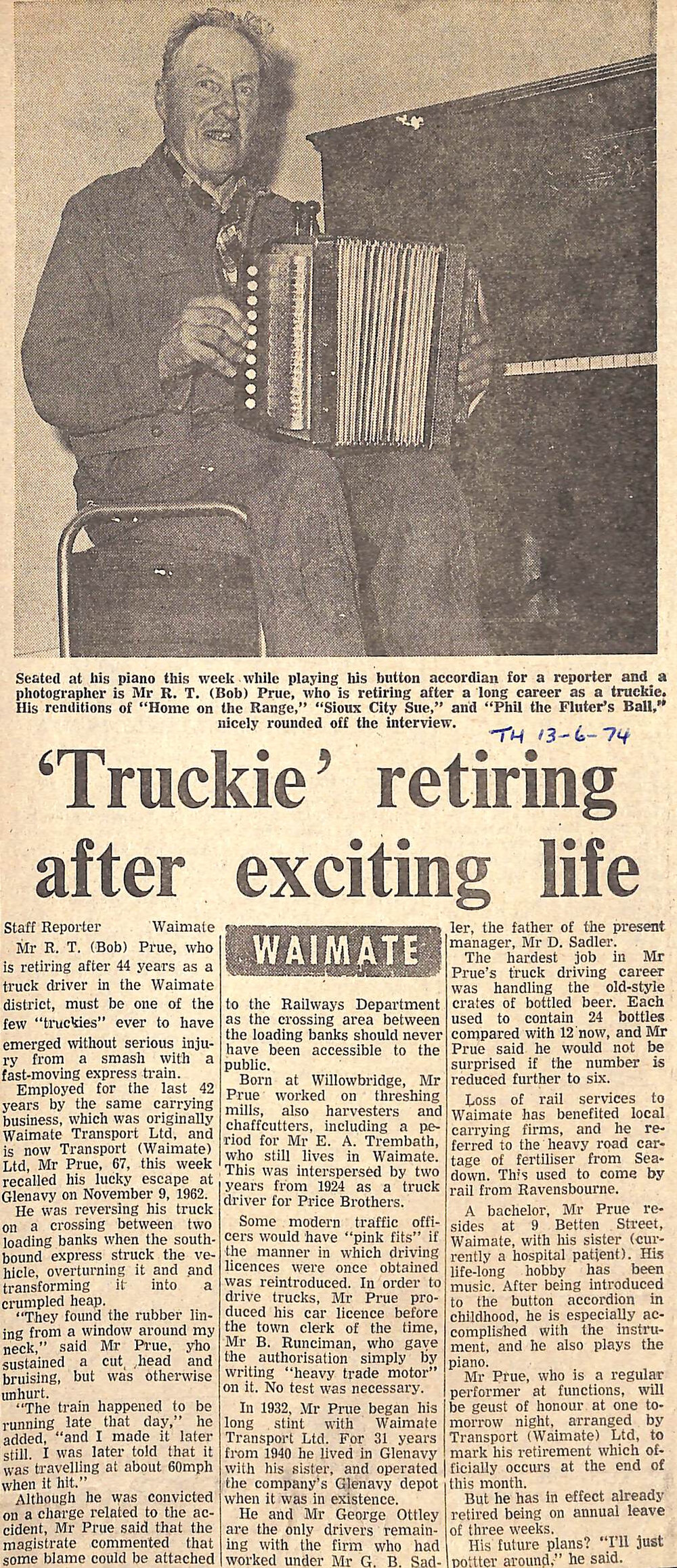 Waimate: 'Truckie' retiring after exciting life