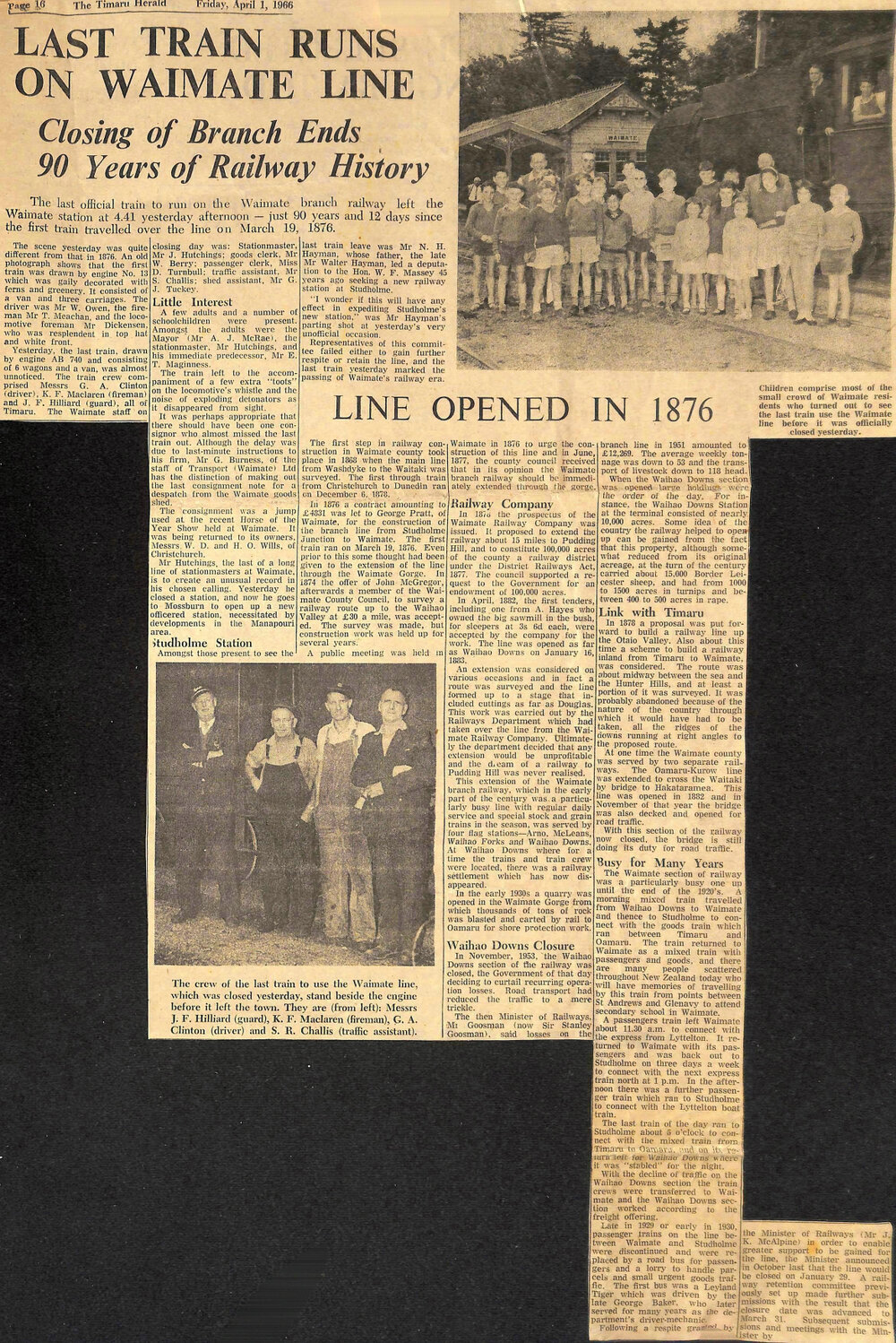 Last Train Runs On Waimate Line- Closing of Branch Ends 90 years of Railway History