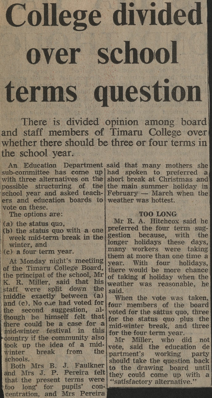 College divided over school terms question