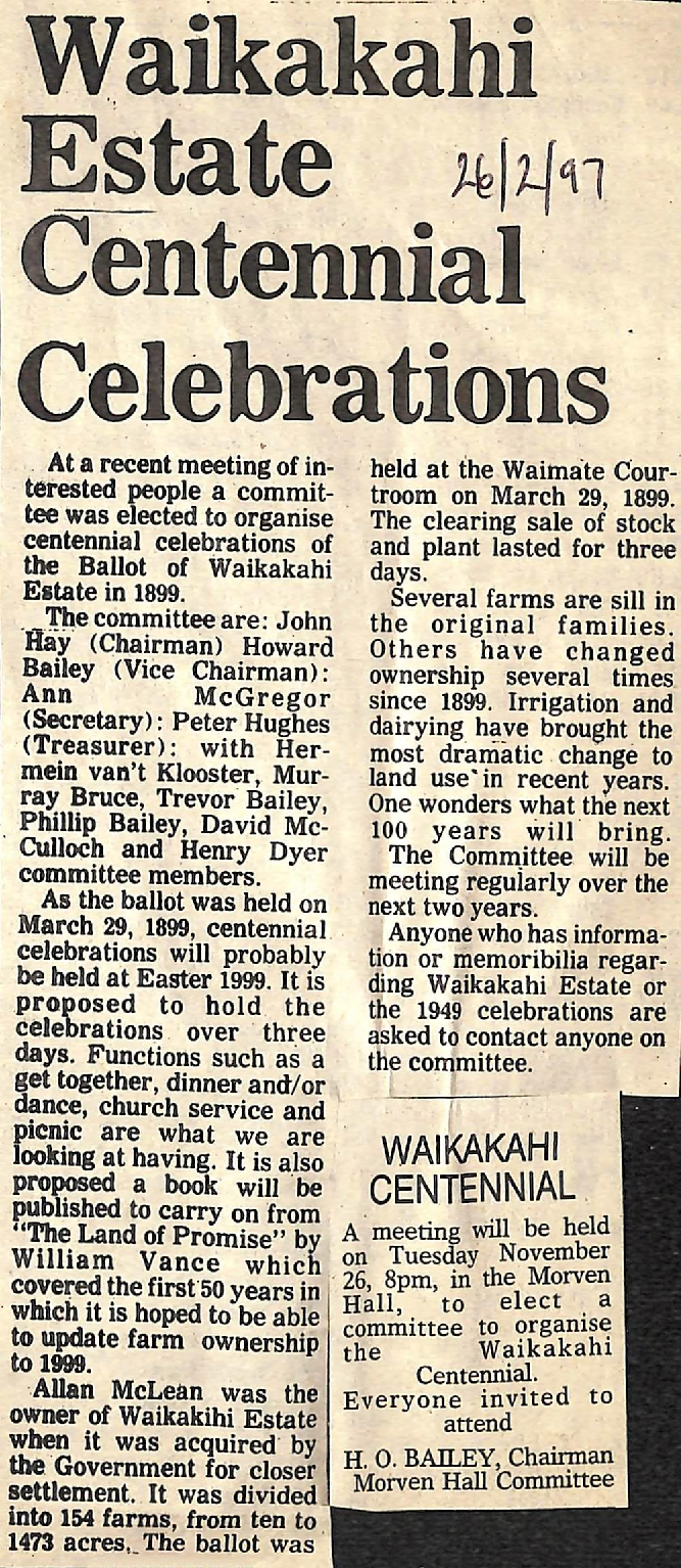 Waikakahi Estate Centennial Celebrations