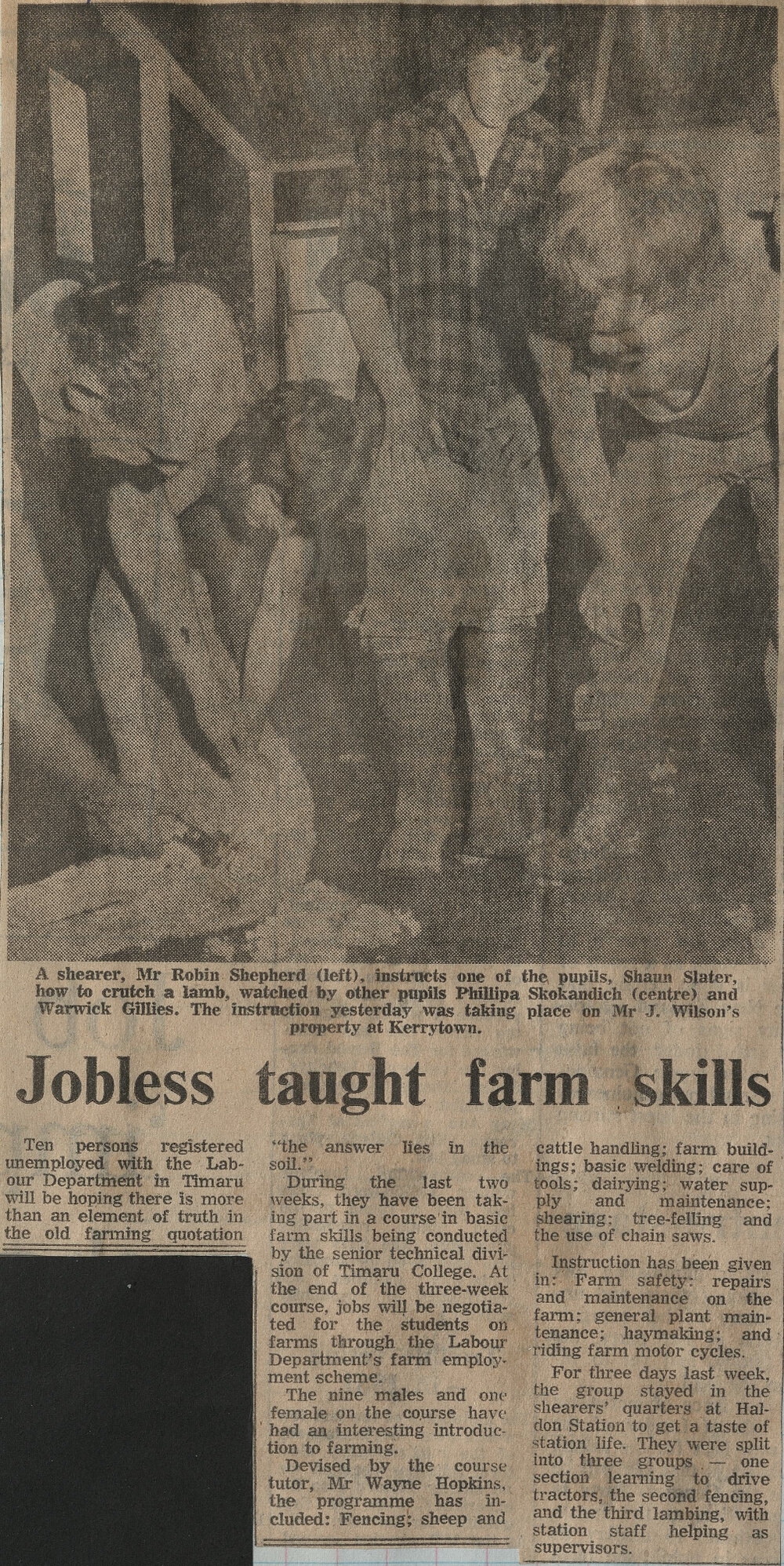 Jobless taught farm skills