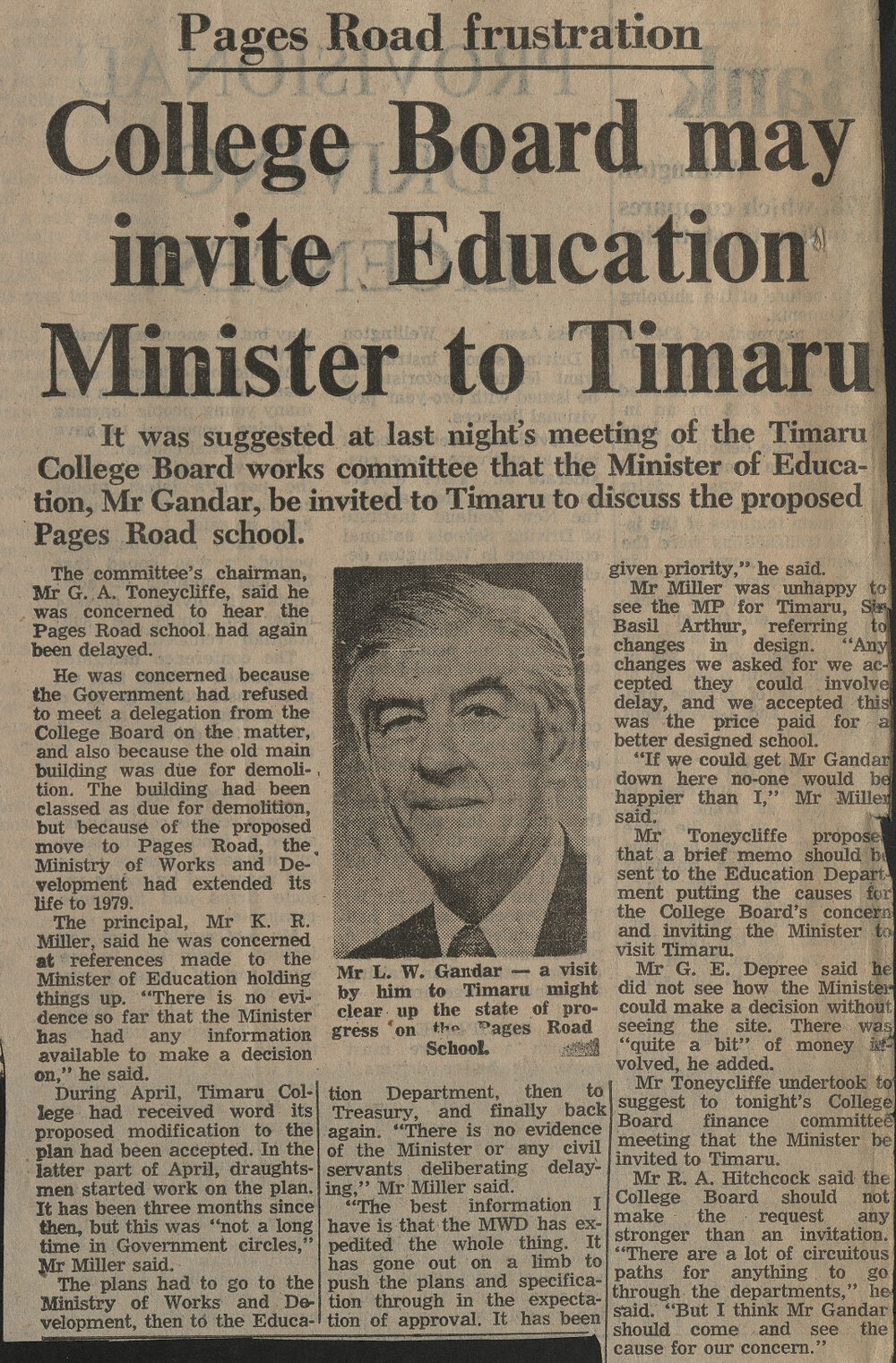 Pages Road frustration: College Board may invite Education Minister to Timaru