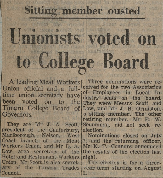 Sitting member ousted: Unionists voted on to College Board