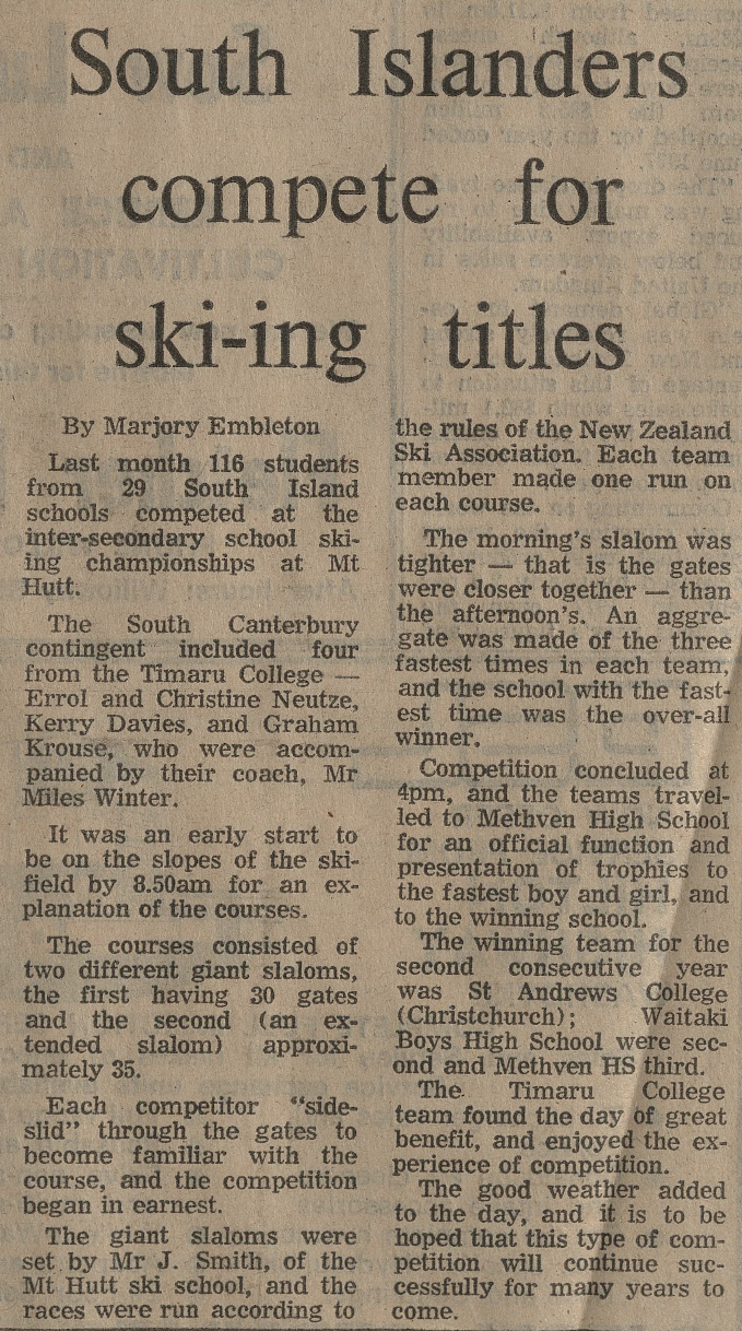 South Islanders compete for ski-ing titles