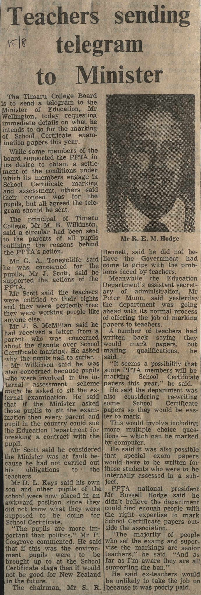 Teachers sending telegram to Minister