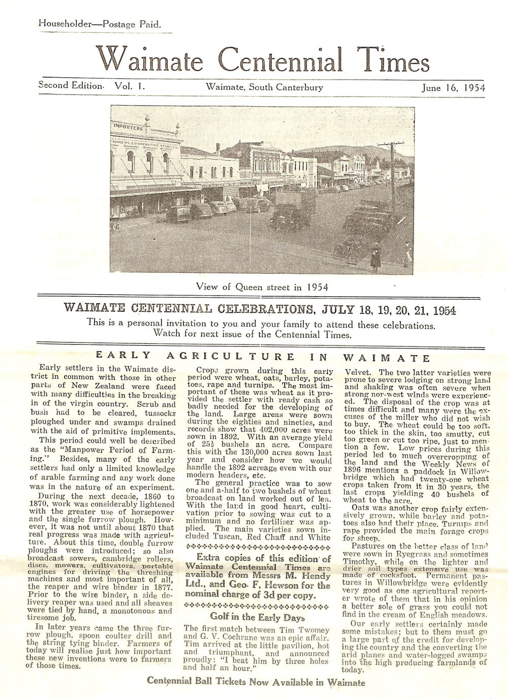 Waimate Centennial Times Second Edition Vol. 1