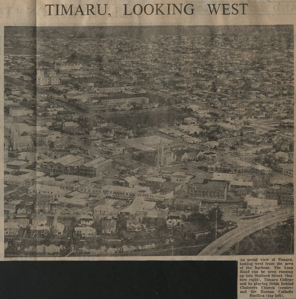 Aerial view of Timaru, looking west